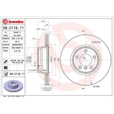 Диск тормозной BREMBO 09c11611