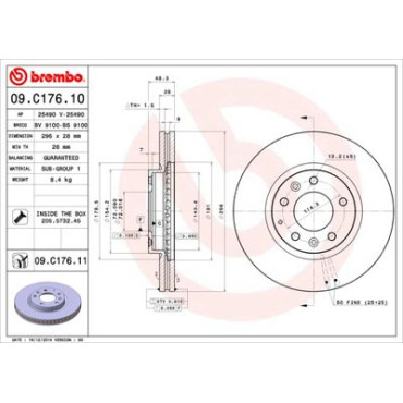 Гальмівний диск передній BREMBO 09c17611