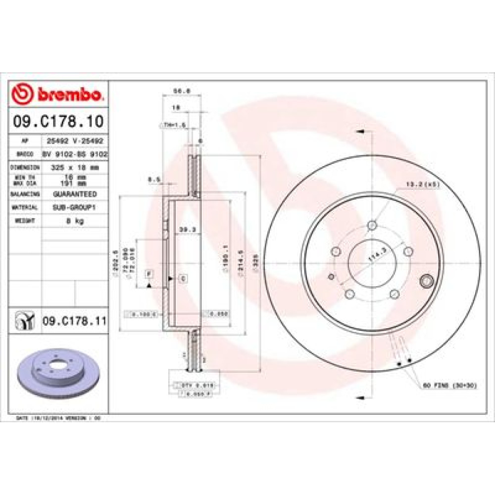 Диск тормозной BREMBO 09c17811