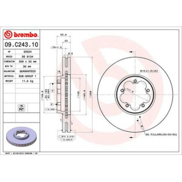 Диск гальмівний BREMBO 09c24310