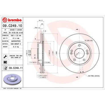 Диск тормозной BREMBO 09c24911