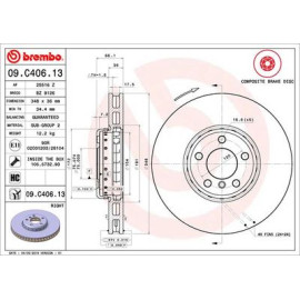 Диск гальмівний FR BREMBO 09c40613