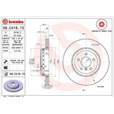 Гальмівний диск BREMBO 09c41813