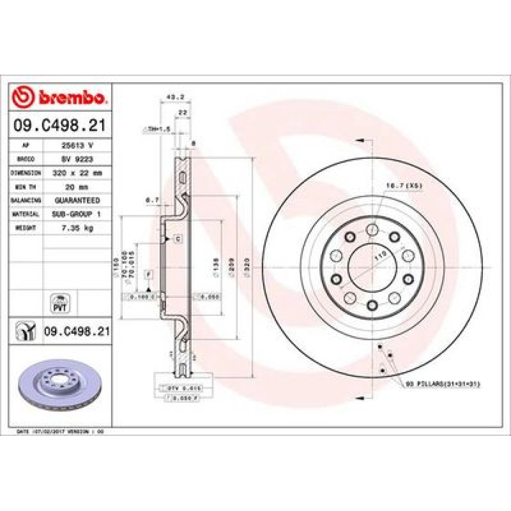 Тормозной диск BREMBO 09c49821