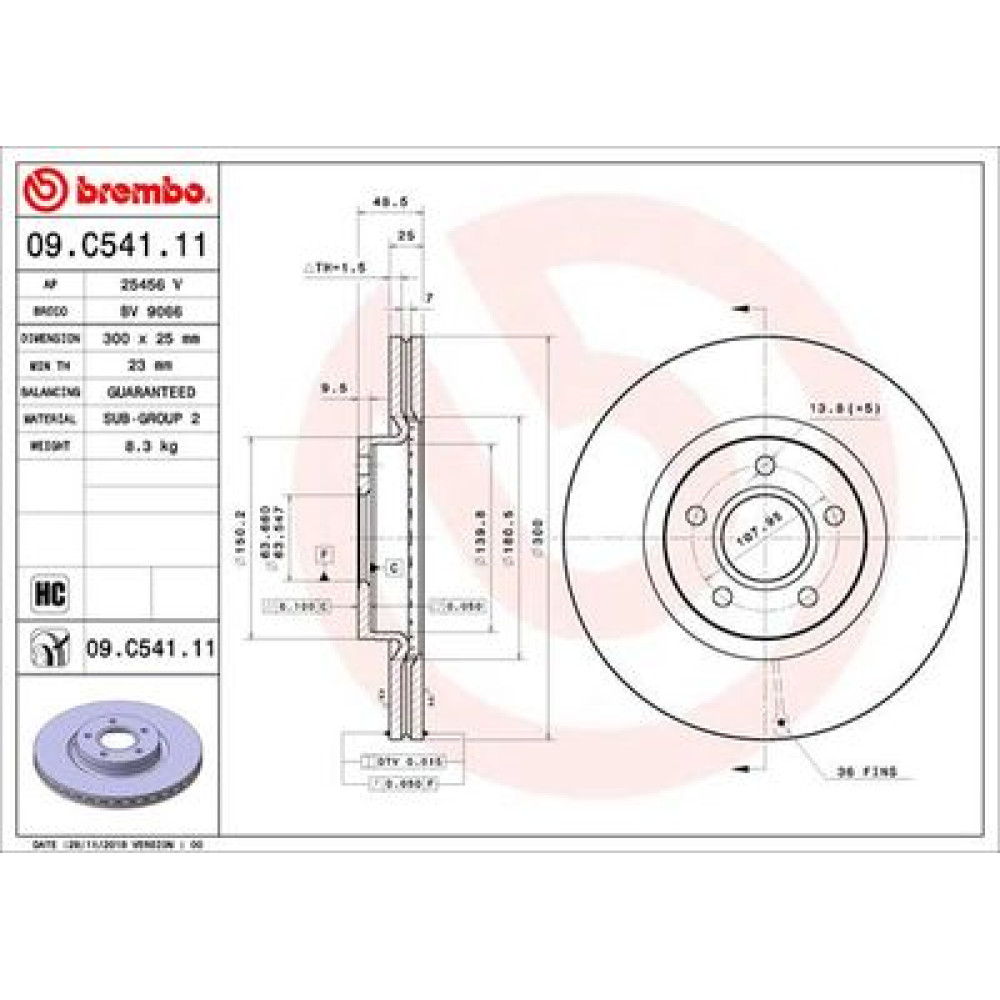 Диск гальмівний BREMBO 09c54111