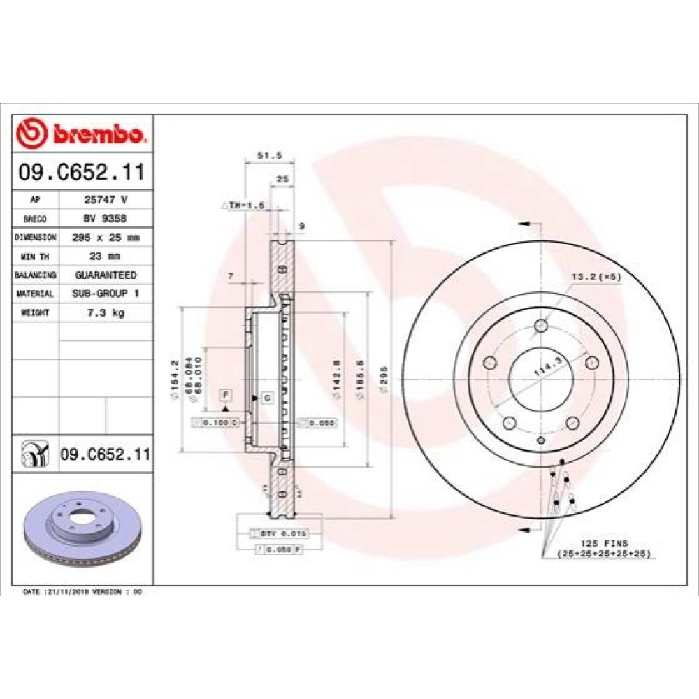Диск тормозной BREMBO 09c65211