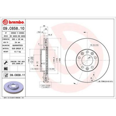 Диск тормозной BREMBO 09c65811