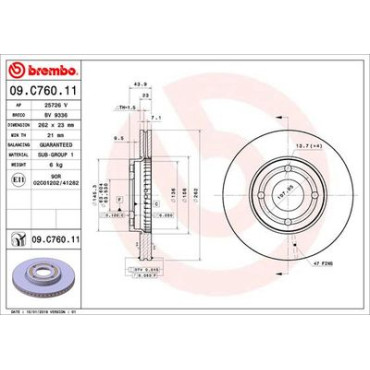 Диск тормозной BREMBO 09c76011