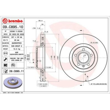 Диск тормозной BREMBO 09c89511