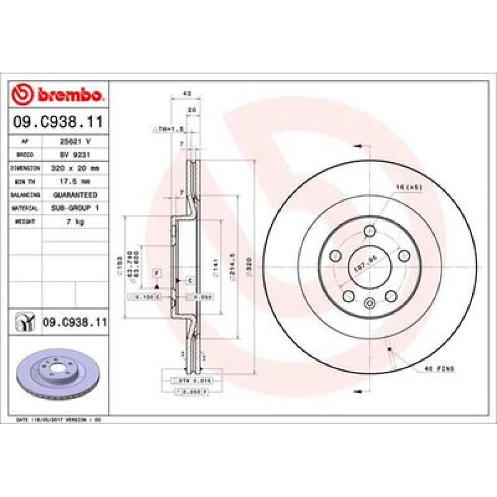 Диск тормозной BREMBO 09c93811