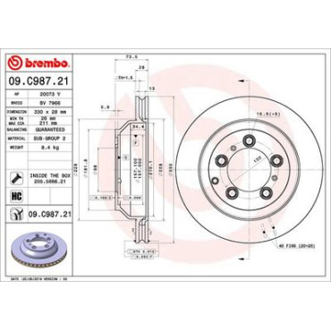 Тормозной диск BREMBO 09c98721