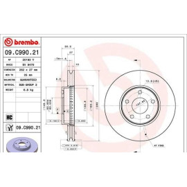Гальмівний диск BREMBO 09c99021