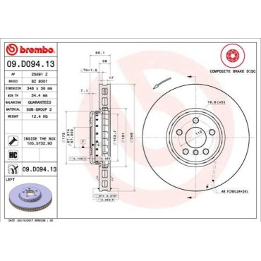 Диск тормозной BREMBO 09d09413