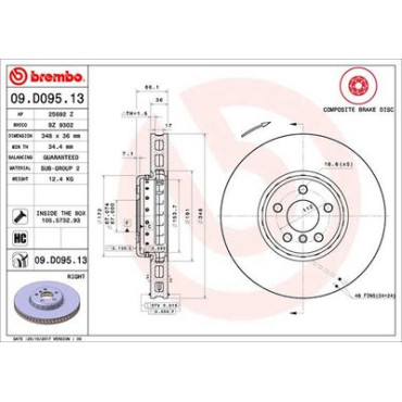 Диск тормозной BREMBO 09d09513