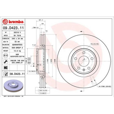 Диск тормозной BREMBO 09d42311