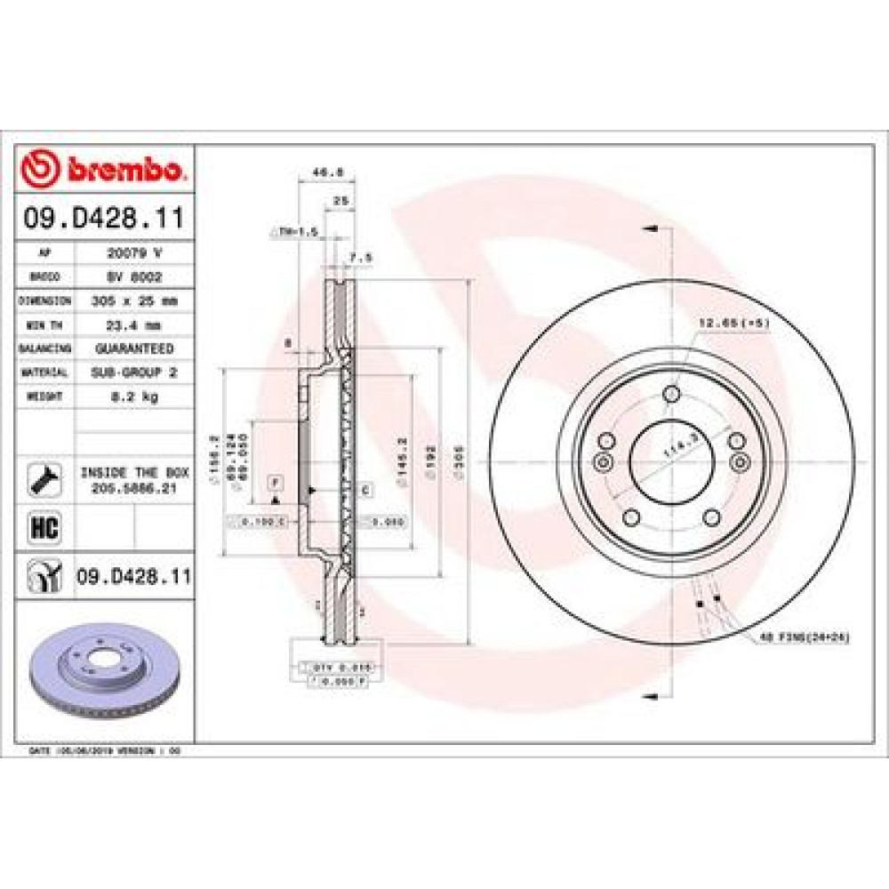 Гальмівний диск BREMBO 09d42811