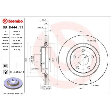 Гальмівний диск BREMBO 09d44411