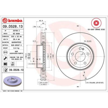 Диск тормозной BREMBO 09d52813