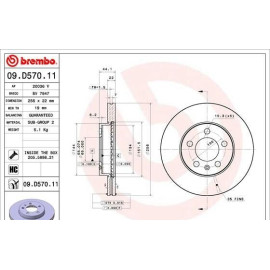 BREMBO 09d57011 Гальмівний диск BREMBO 09d57011