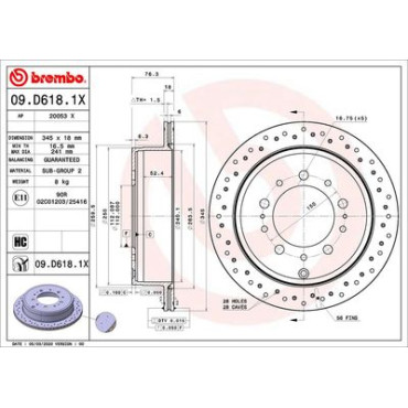 Диск гальмівний BREMBO 09d6181x