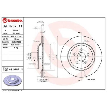 Гальмівний диск BREMBO 09d76711