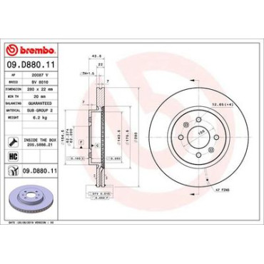 Тормозной диск BREMBO 09d88011
