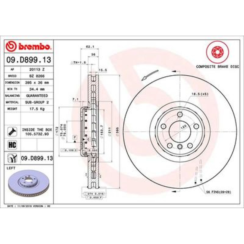 Диск гальмівний BREMBO 09d89913