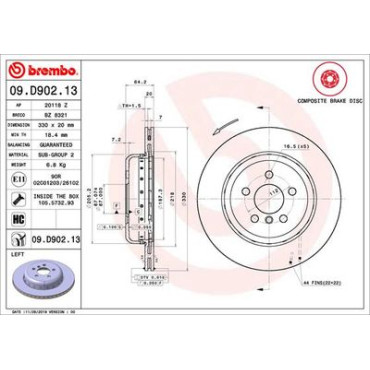 Диск тормозной BREMBO 09d90213