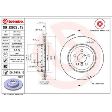 Диск тормозной BREMBO 09d90313