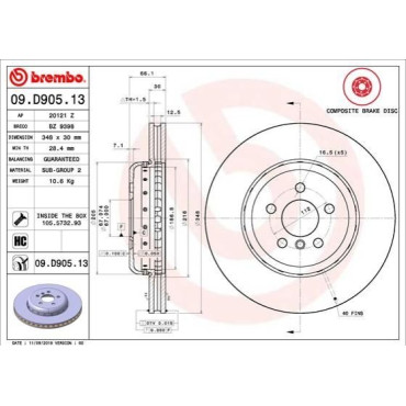 Диск тормозной BREMBO 09d90513