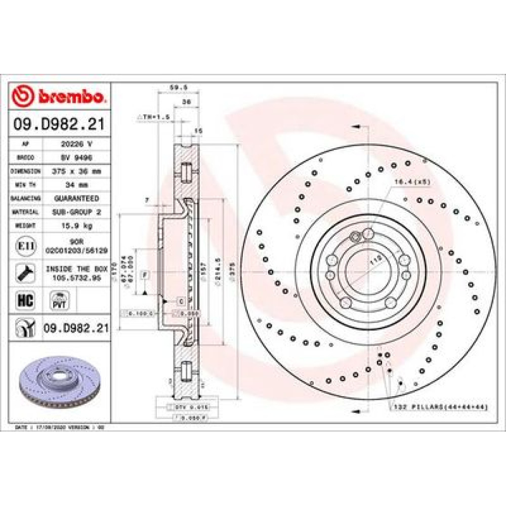 Гальмівний диск BREMBO 09d98221