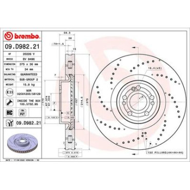 Тормозной диск BREMBO 09d98221