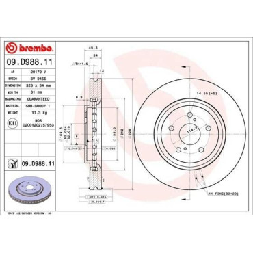 Тормозной диск передний BREMBO 09d98811