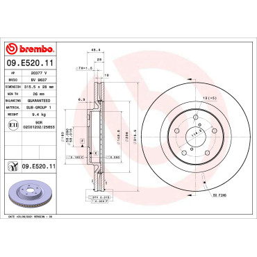 Гальмівний диск BREMBO 09e52011