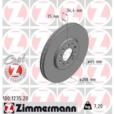 Диск гальмівний ZIMMERMANN 100123520