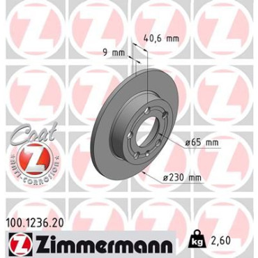Диск гальмівний ZIMMERMANN 100123620