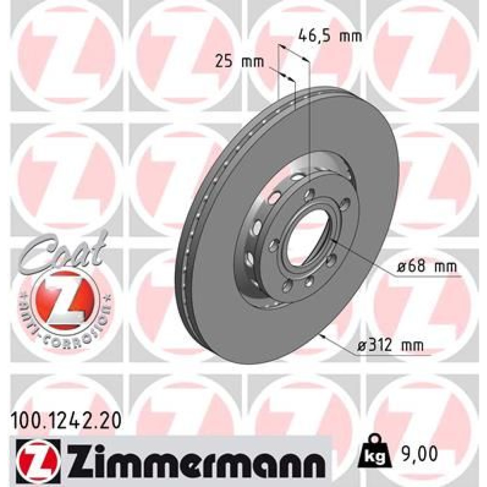 Диск тормозной ZIMMERMANN 100124220