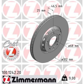 Диск тормозной ZIMMERMANN 100124220