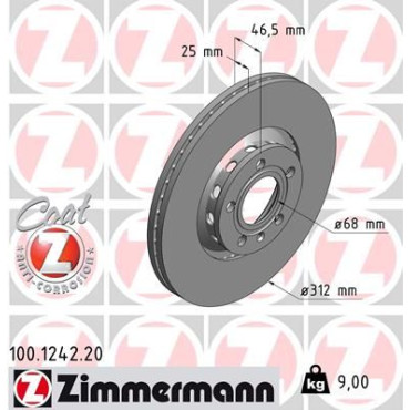 Диск гальмівний ZIMMERMANN 100124220