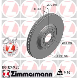 Диск гальмівний ZIMMERMANN 100124920