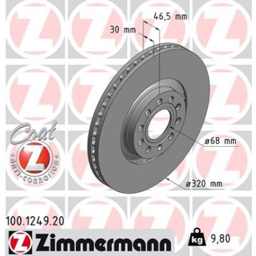 Диск гальмівний ZIMMERMANN 100124920