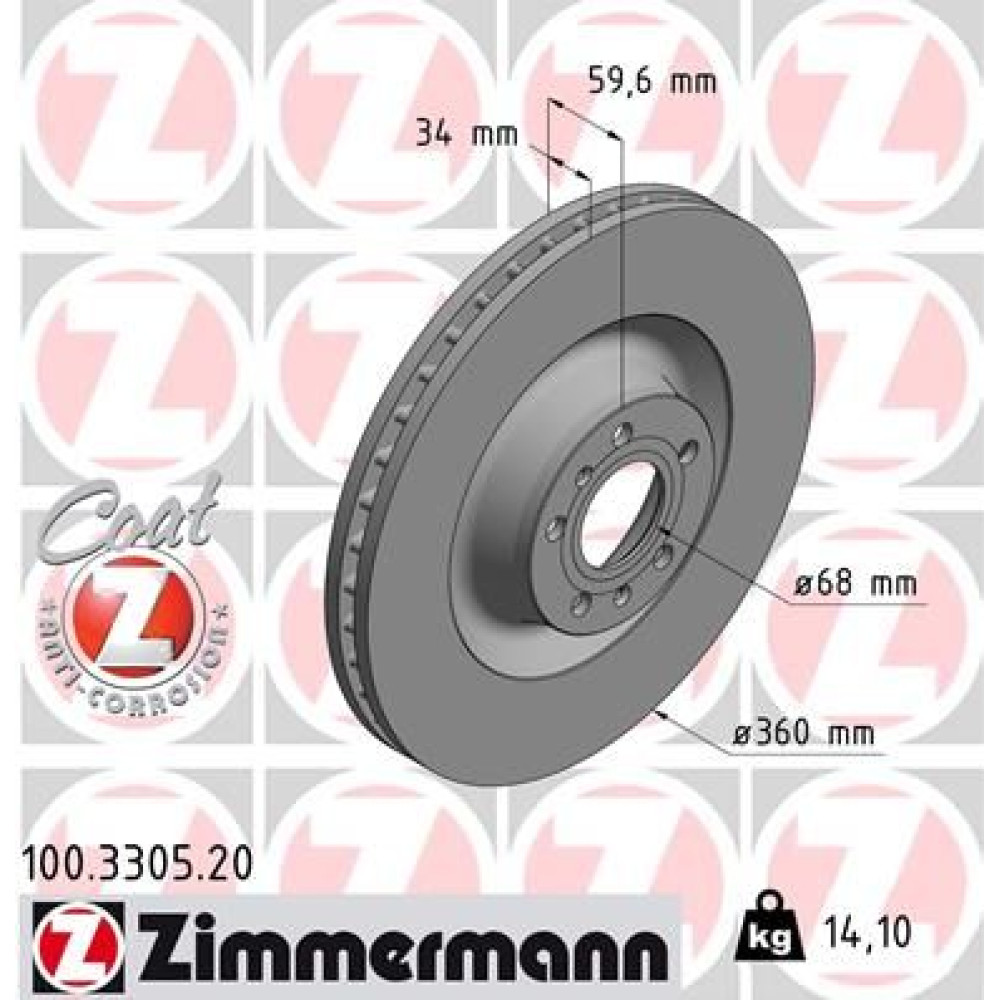 Диск тормозной ZIMMERMANN 100330520