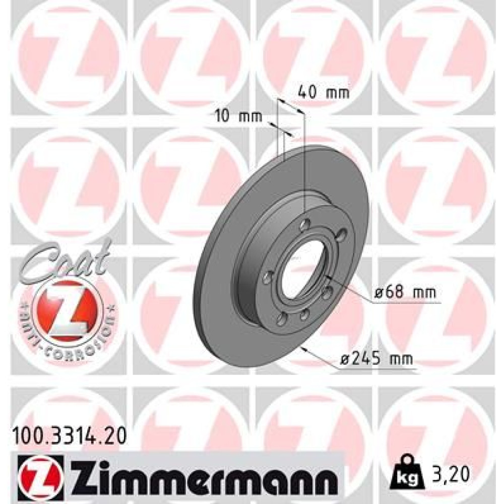 Диск тормозной Coat Z ZIMMERMANN 100331420