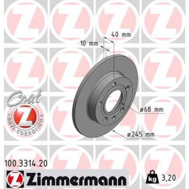 Диск тормозной Coat Z ZIMMERMANN 100331420