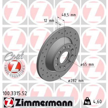 Диск гальмівний ZIMMERMANN 100331552