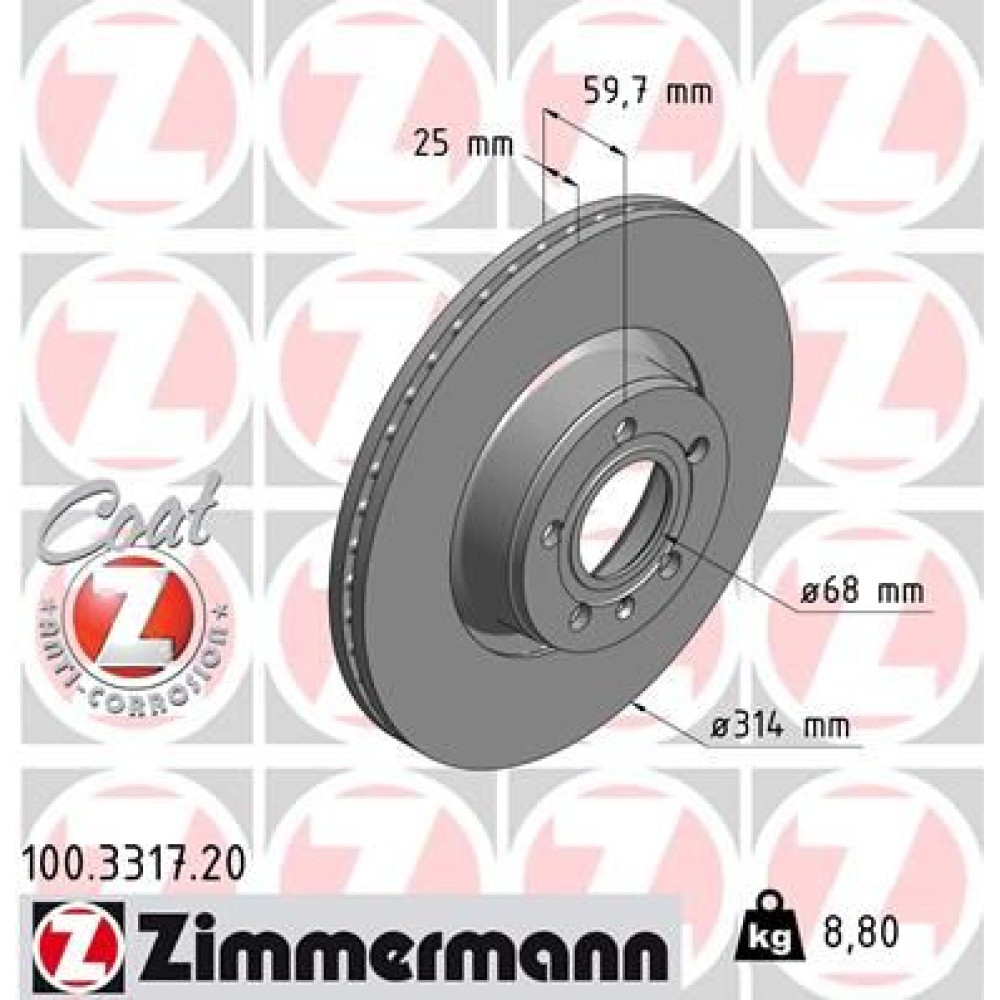Диск тормозной ZIMMERMANN 100331720