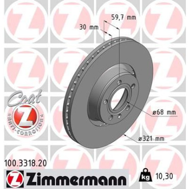 Диск гальмівний ZIMMERMANN 100331820