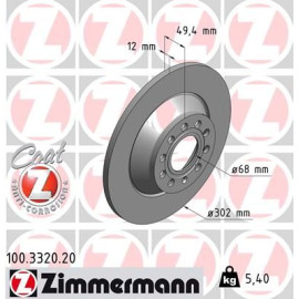 Диск гальмівний Coat Z ZIMMERMANN 100332020