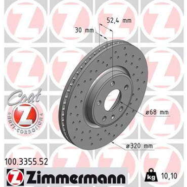 Диск тормозной ZIMMERMANN 100335552