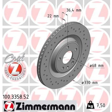 Диск тормозной ZIMMERMANN 100335852